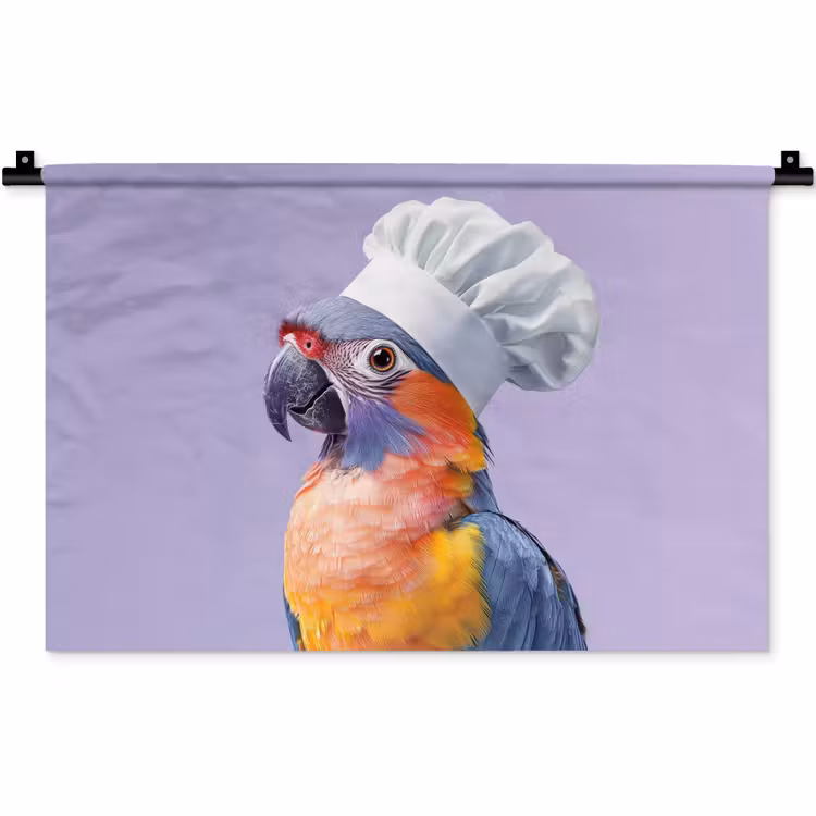 Papegaai - Koksmuts - Paars - Cute Wandkleed katoen klein -zz3d