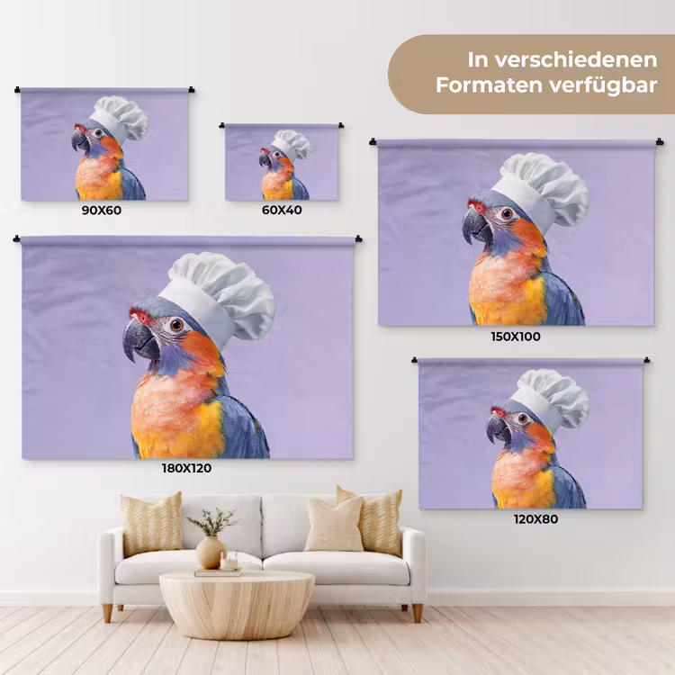 Papegaai - Koksmuts - Paars - Cute Wandkleed katoen klein -tsfeer8_DE