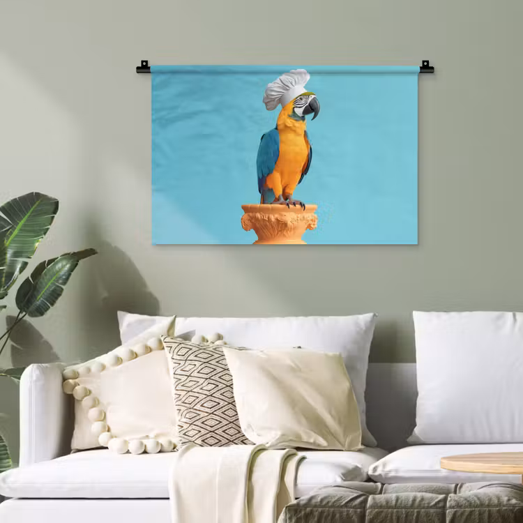 Papegaai - Koksmuts - Grappig - Vogel Wandkleed katoen klein -sfeer7