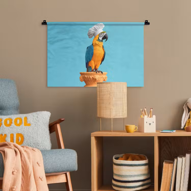 Papegaai - Koksmuts - Grappig - Vogel Wandkleed katoen klein -wsfeer4_kind