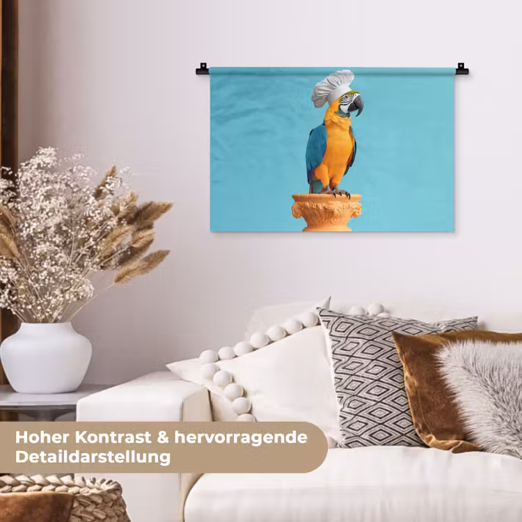 Papegaai - Koksmuts - Grappig - Vogel Wandkleed katoen klein -tsfeer1_DE