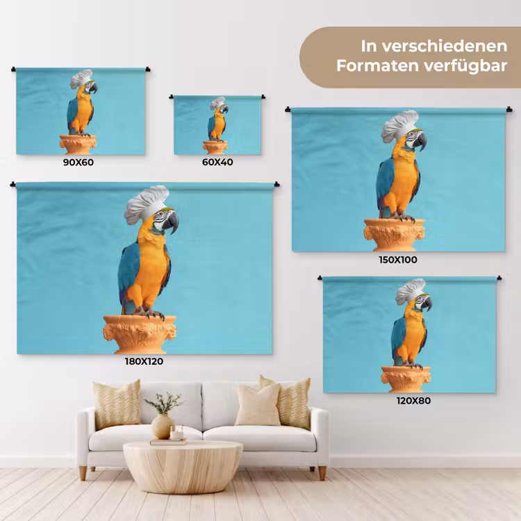 Papegaai - Koksmuts - Grappig - Vogel Wandkleed katoen klein -tsfeer8_DE