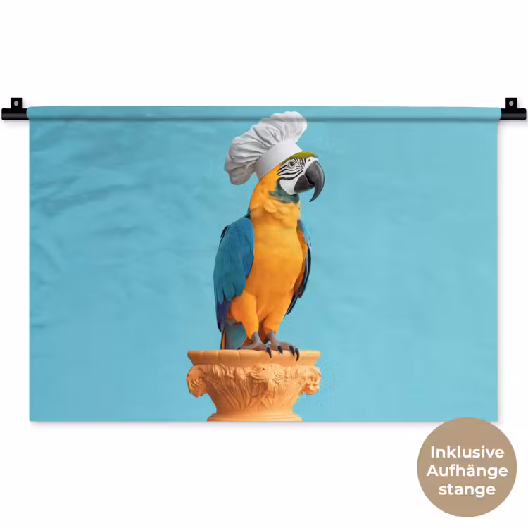 Papegaai - Koksmuts - Grappig - Vogel Wandkleed katoen klein -t3d_DE