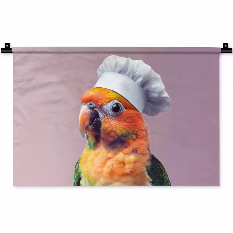 Papegaai - Koksmuts - Nieuwsgierig - Vogel Wandkleed katoen klein -zz3d