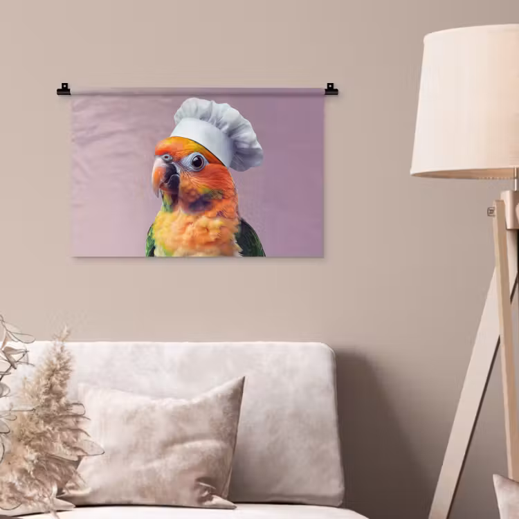 Papegaai - Koksmuts - Nieuwsgierig - Vogel Wandkleed katoen klein -sfeer4