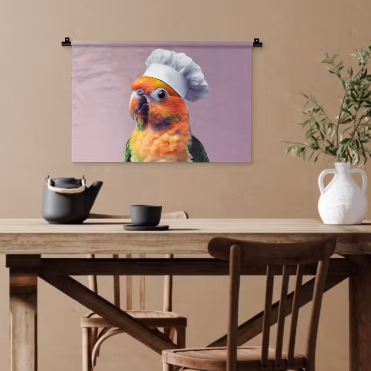 Papegaai - Koksmuts - Nieuwsgierig - Vogel Wandkleed katoen klein -sfeer6