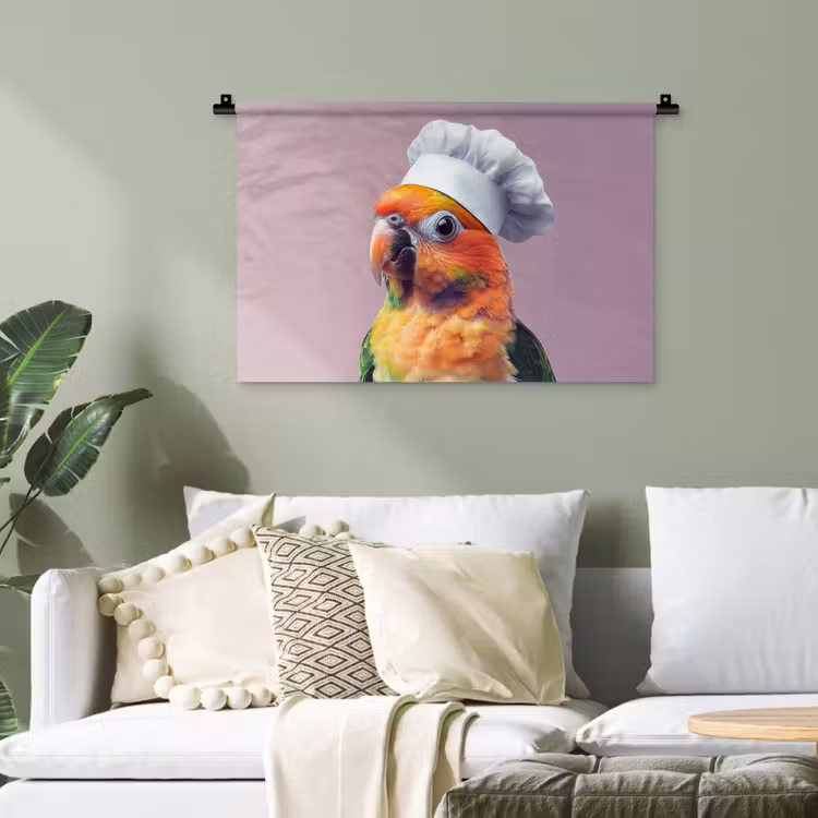 Papegaai - Koksmuts - Nieuwsgierig - Vogel Wandkleed katoen klein -sfeer7