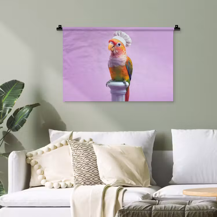 Papegaai - Koksmuts - Pilaar - Vogel Wandkleed katoen klein -sfeer7