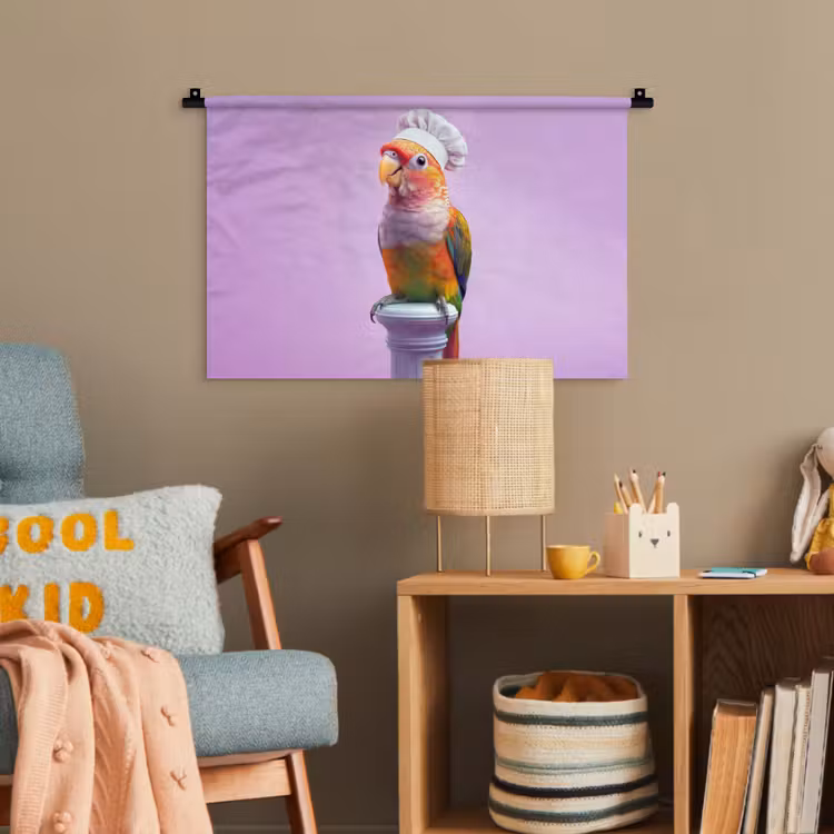 Papegaai - Koksmuts - Pilaar - Vogel Wandkleed katoen klein -wsfeer4_kind