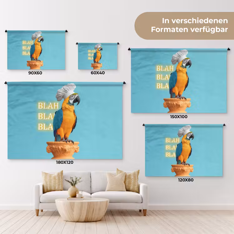 Papegaai - Koksmuts - Quote - Neon Wandkleed katoen klein -tsfeer8_DE
