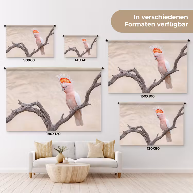 Papagaai - Tak - Roze Wandkleed katoen klein -tsfeer8_DE