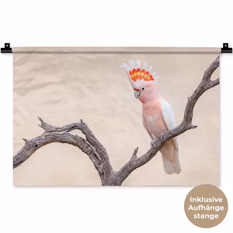 Papagaai - Tak - Roze Wandkleed katoen klein -t3d_DE