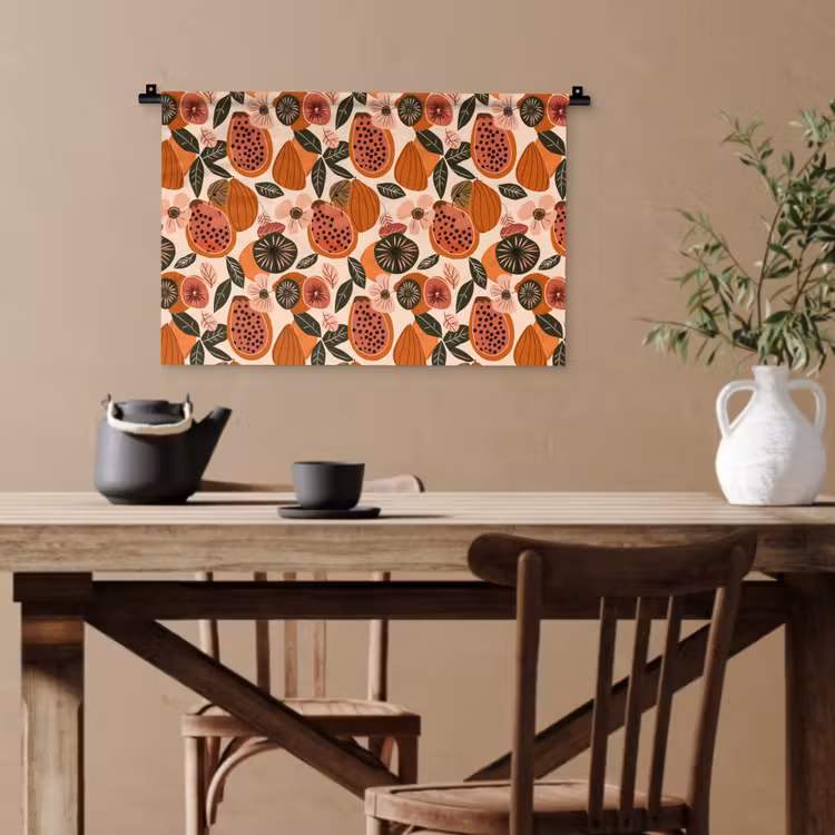 Papaja - Bloesem - Oranje Wandkleed katoen klein 269 -sfeer6