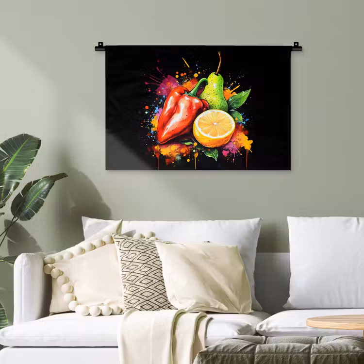 Paprika - Peer - Citroen - Graffiti - Verf - Abstract Wandkleed katoen klein -sfeer7