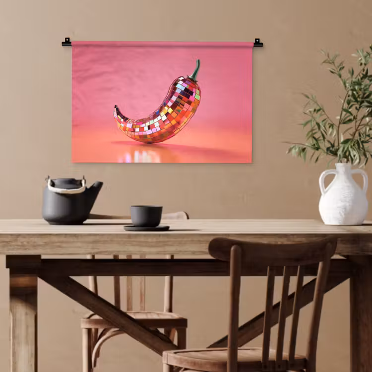 Peper - Disco - Rood - Glitter Wandkleed katoen klein -sfeer6
