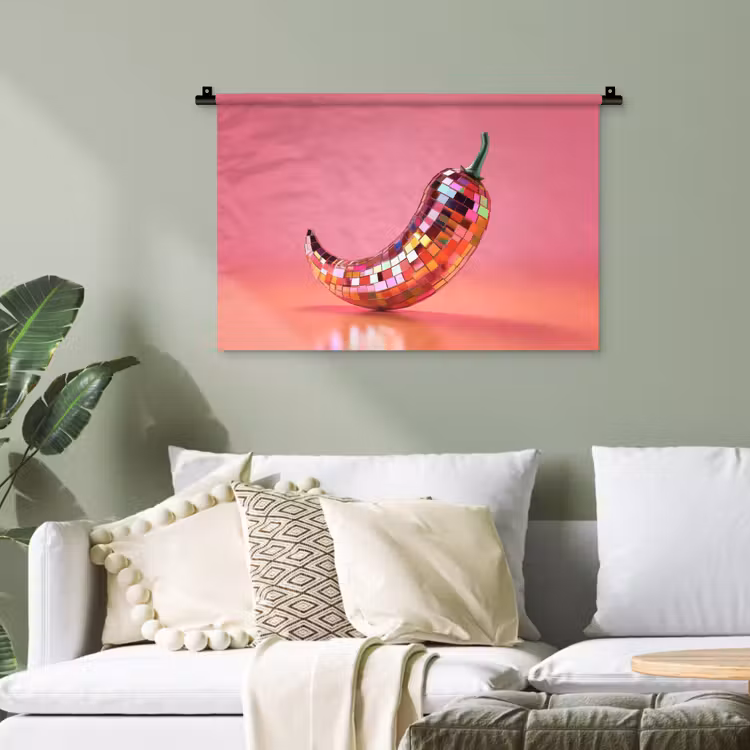 Peper - Disco - Rood - Glitter Wandkleed katoen klein -sfeer7