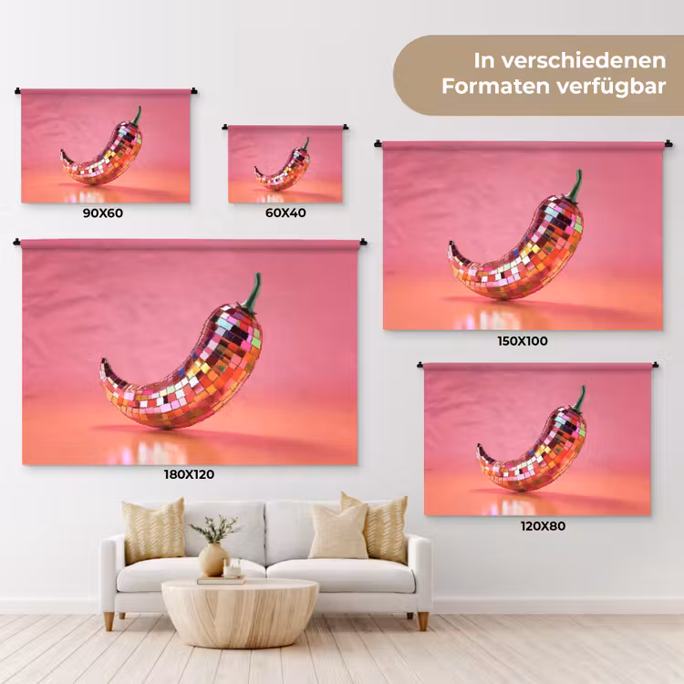 Peper - Disco - Rood - Glitter Wandkleed katoen klein -tsfeer8_DE