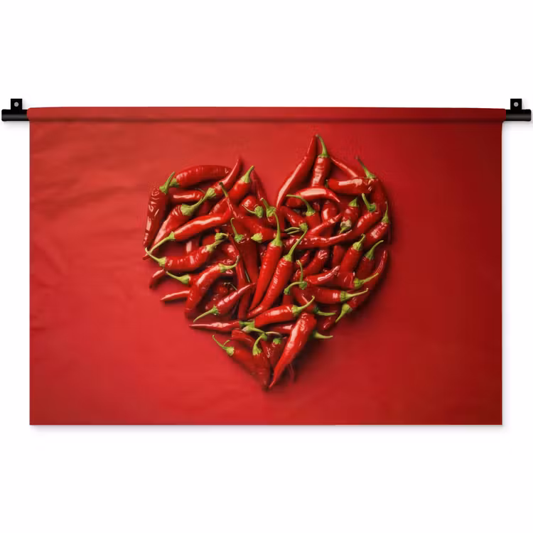 Pepers - Rood - Hart Wandkleed katoen klein -zz3d