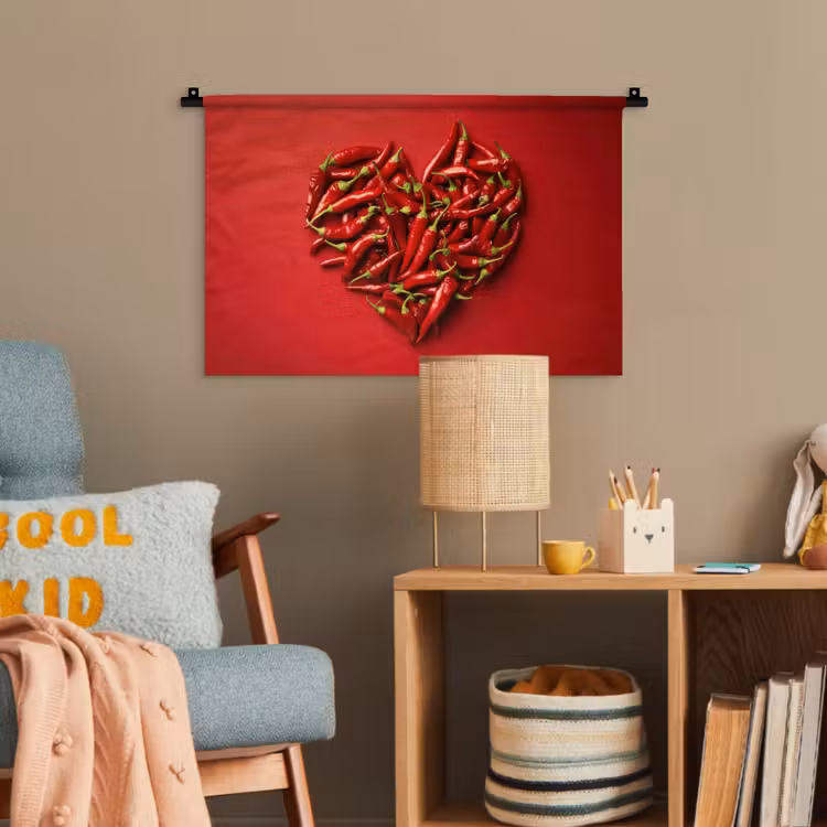 Pepers - Rood - Hart Wandkleed katoen klein -wsfeer4_kind