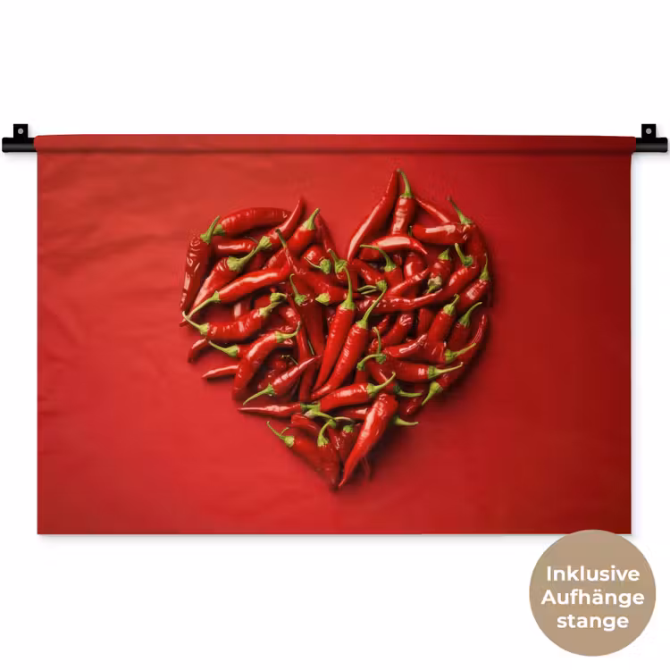 Pepers - Rood - Hart Wandkleed katoen klein -t3d_DE