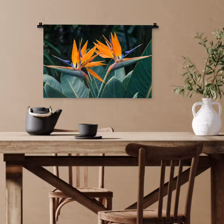 Paradijsvogel - Bloem - Exotisch Wandkleed katoen klein -sfeer6