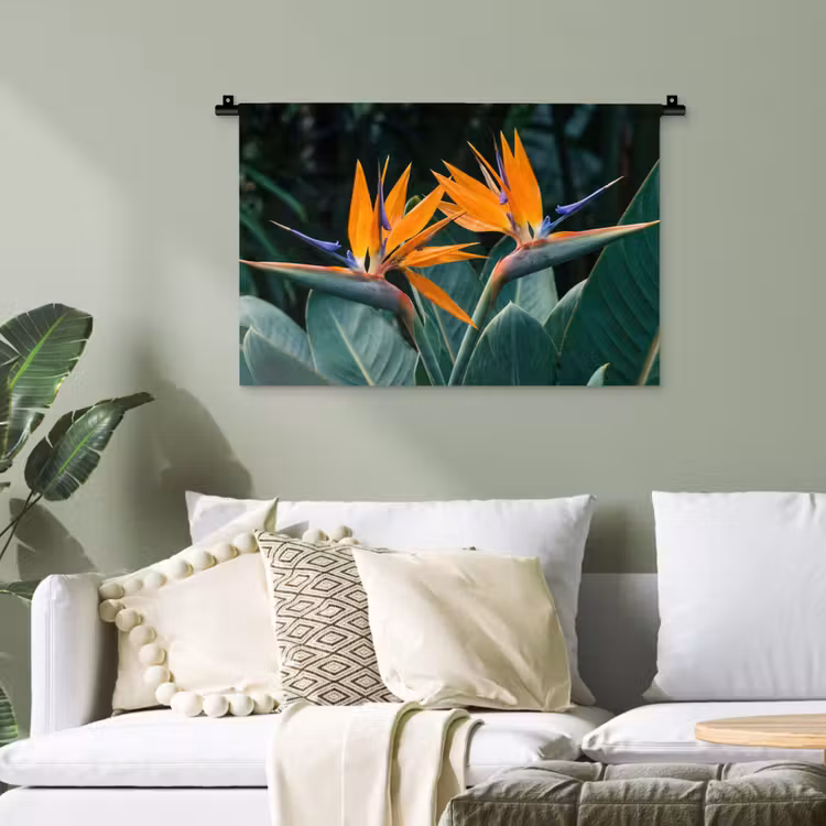 Paradijsvogel - Bloem - Exotisch Wandkleed katoen klein -sfeer7