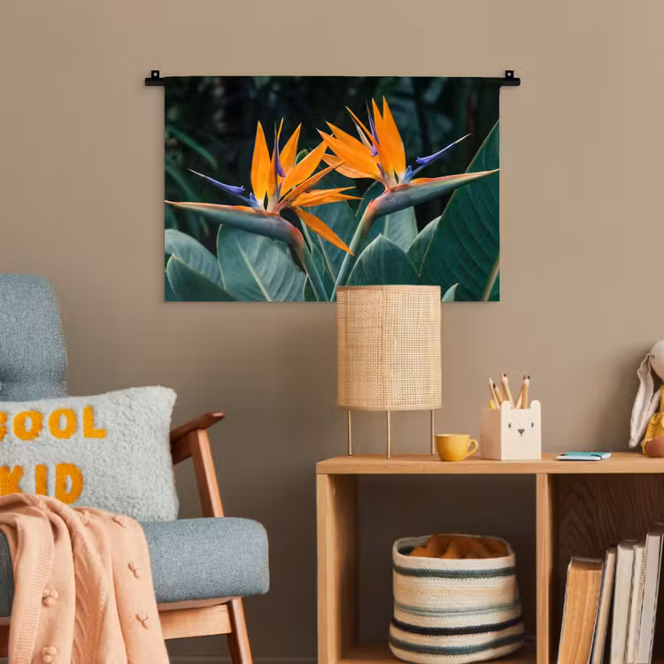 Paradijsvogel - Bloem - Exotisch Wandkleed katoen klein -wsfeer4_kind