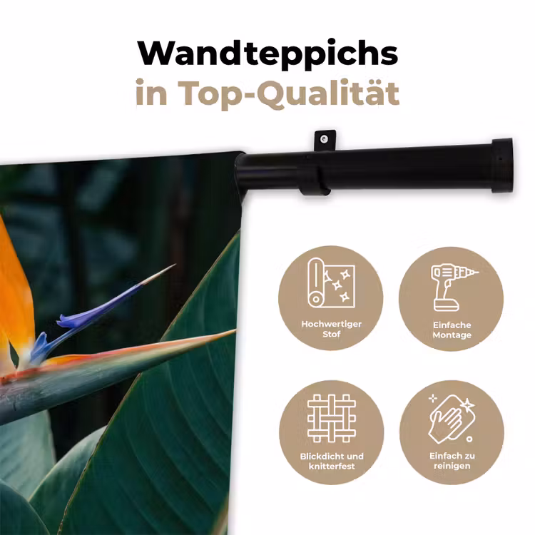 Paradijsvogel - Bloem - Exotisch Wandkleed katoen klein -tsfeer2_DE
