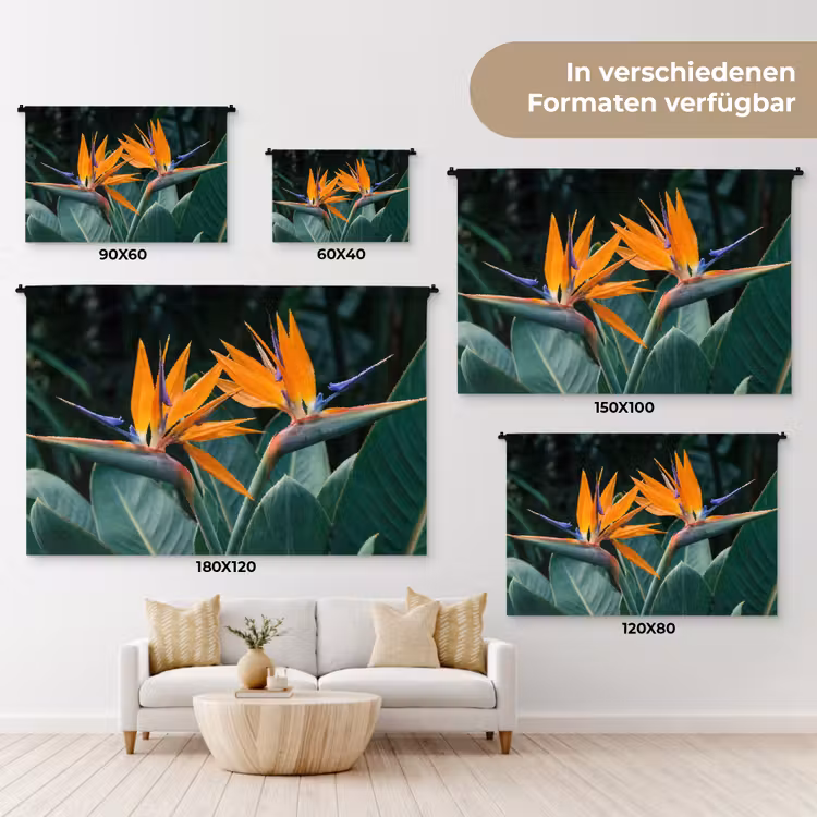 Paradijsvogel - Bloem - Exotisch Wandkleed katoen klein -tsfeer8_DE