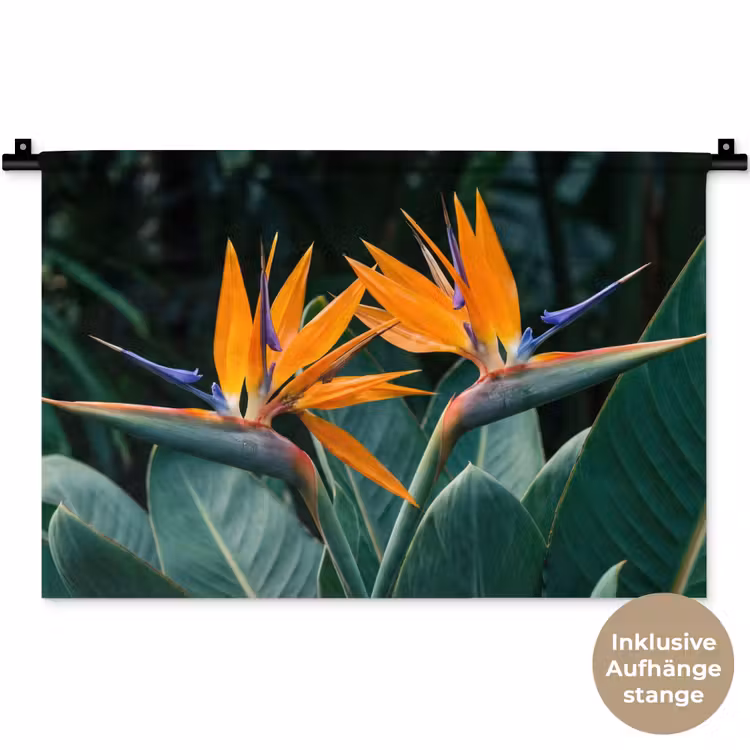 Paradijsvogel - Bloem - Exotisch Wandkleed katoen klein -t3d_DE