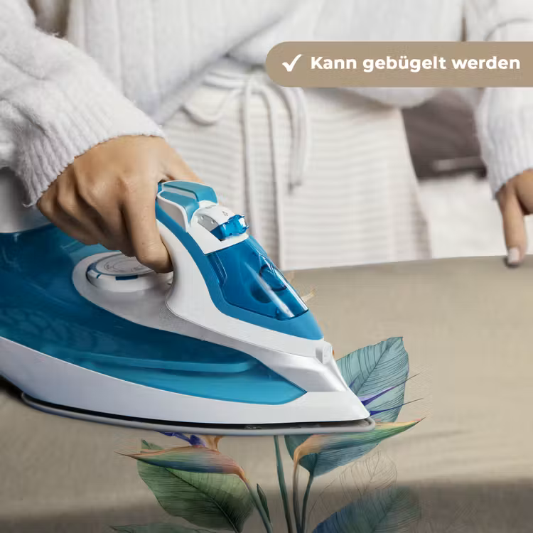 Paradijsvogelbloemen - Blauwgroene bladeren - Beige Wandkleed katoen klein -tsfeer9_DE