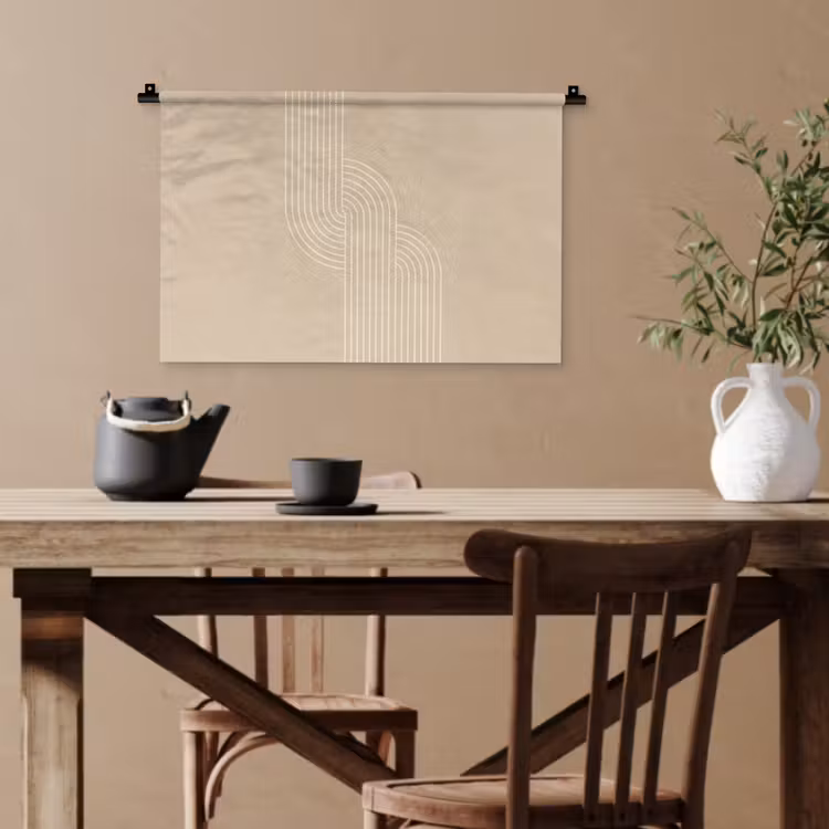 Parallelle lijnen - Lichte textuur - Beige Wandkleed katoen klein -sfeer6