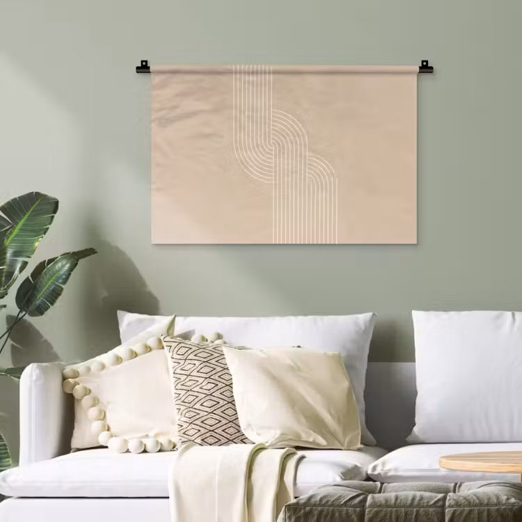 Parallelle lijnen - Lichte textuur - Beige Wandkleed katoen klein -sfeer7