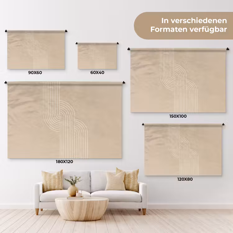Parallelle lijnen - Lichte textuur - Beige Wandkleed katoen klein -tsfeer8_DE