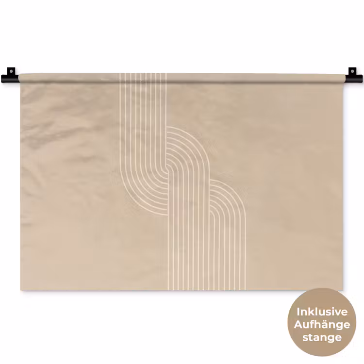 Parallelle lijnen - Lichte textuur - Beige Wandkleed katoen klein -t3d_DE