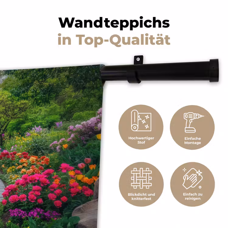 Park - Bloemen - Tuin Wandkleed katoen klein -tsfeer2_DE