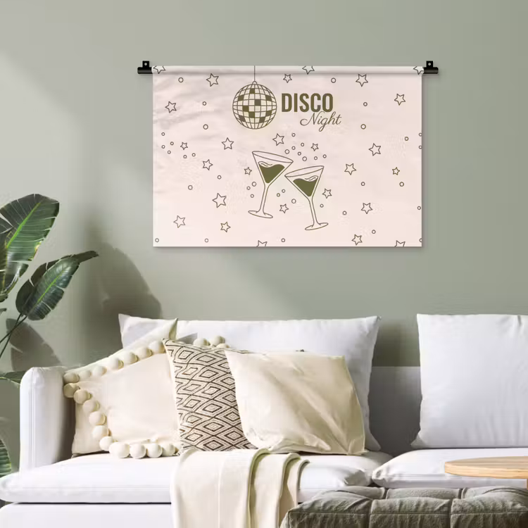 Feest - Disco - Drank - Illustratie - Groen Wandkleed katoen klein -sfeer7