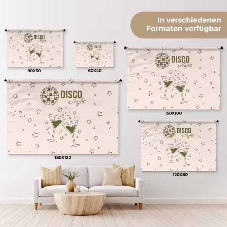 Feest - Disco - Drank - Illustratie - Groen Wandkleed katoen klein -tsfeer8_DE