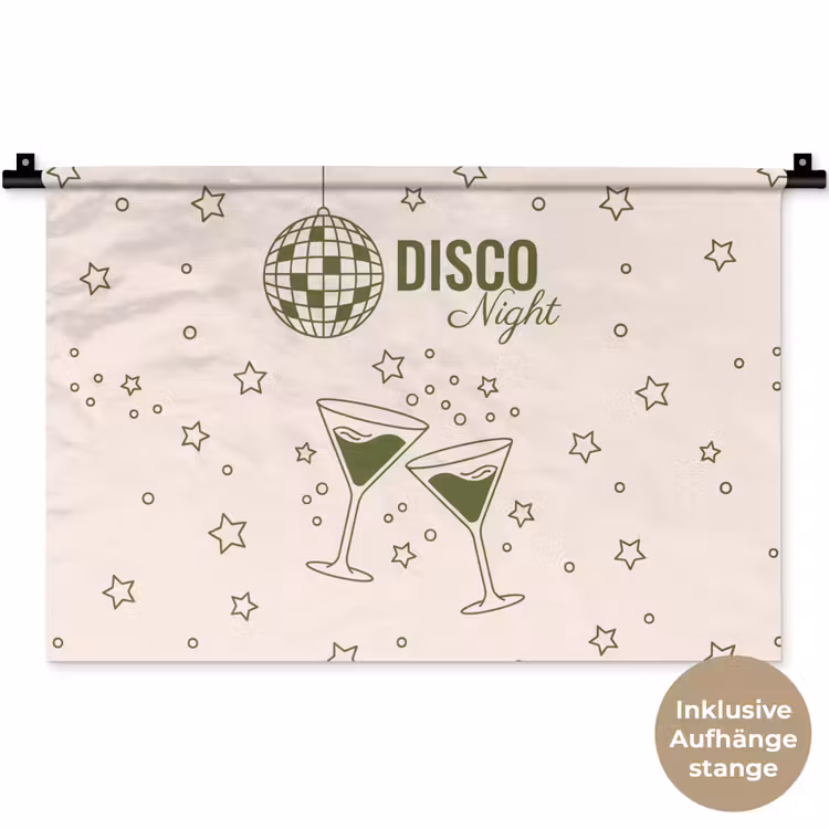 Feest - Disco - Drank - Illustratie - Groen Wandkleed katoen klein -t3d_DE
