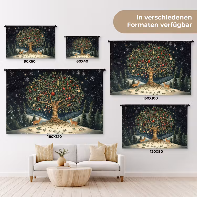 Feestboom - Winterhemel - Kleurrijk Wandkleed katoen klein -tsfeer8_DE