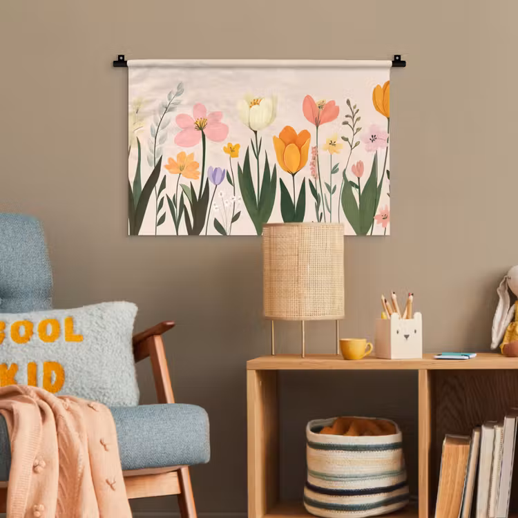 Pasteltinten - Bloemen - Illustratie Wandkleed katoen klein -wsfeer4_kind