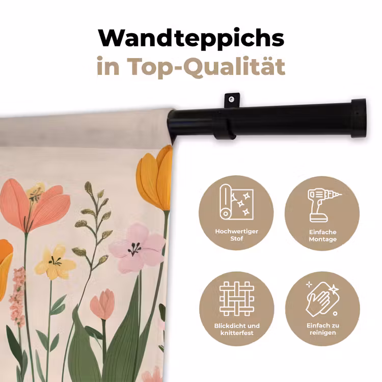Pasteltinten - Bloemen - Illustratie Wandkleed katoen klein -tsfeer2_DE