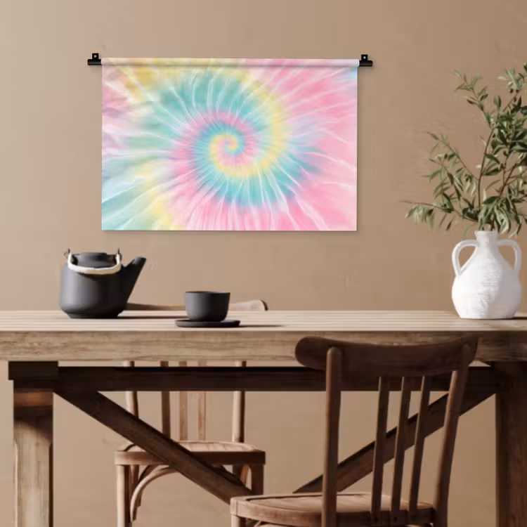 Pasteltinten - Tie dye - Roze Wandkleed katoen klein -sfeer6
