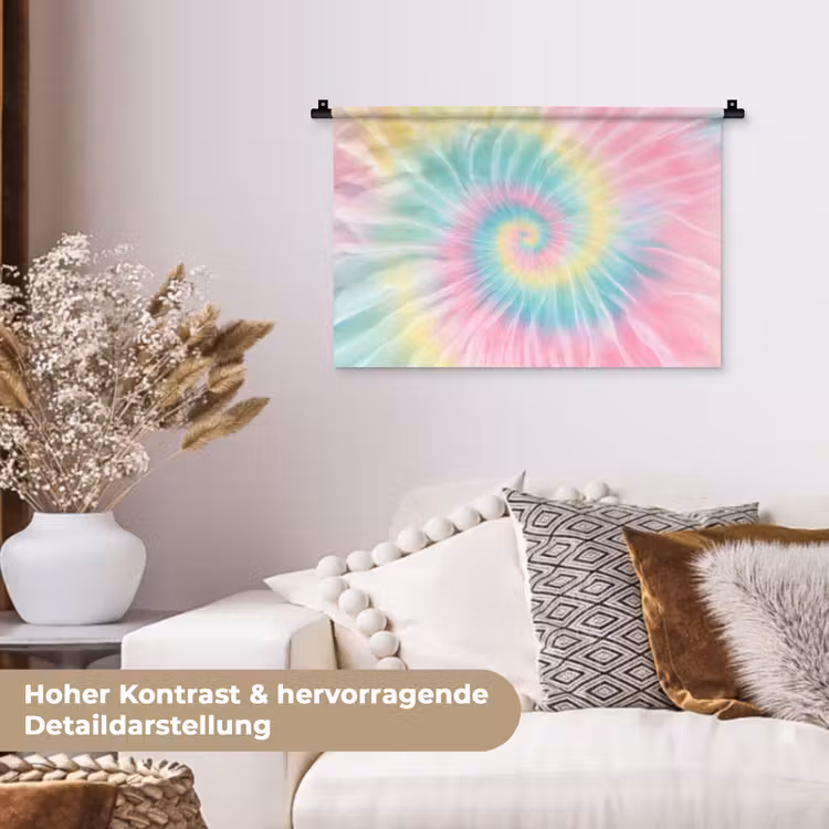 Pasteltinten - Tie dye - Roze Wandkleed katoen klein -tsfeer1_DE