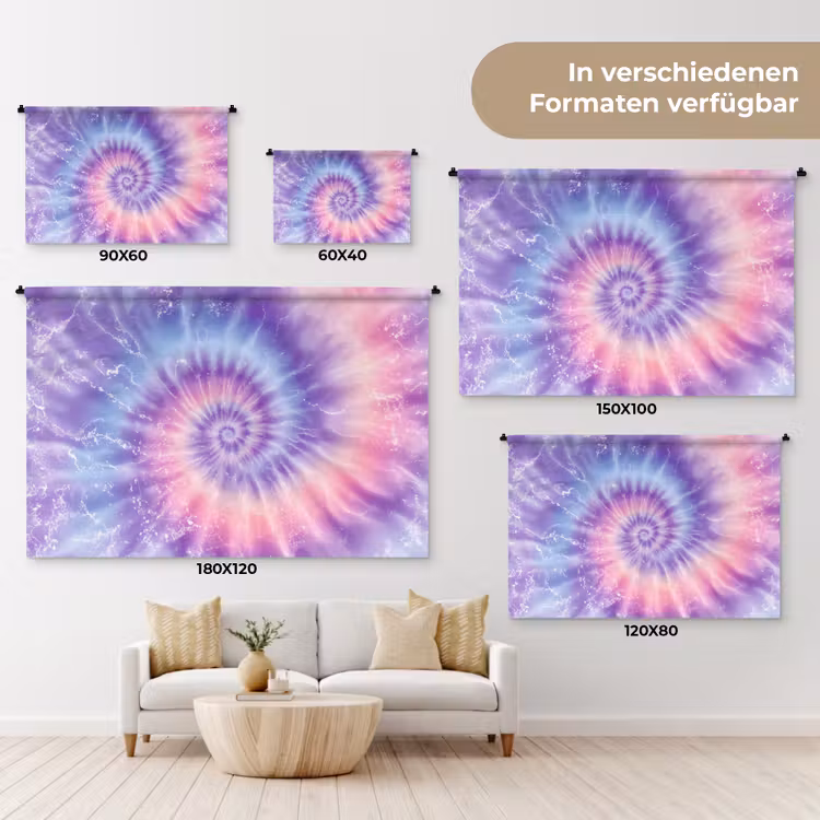 Pasteltinten - Paars - Spiraal - Marmer Wandkleed katoen klein -tsfeer8_DE