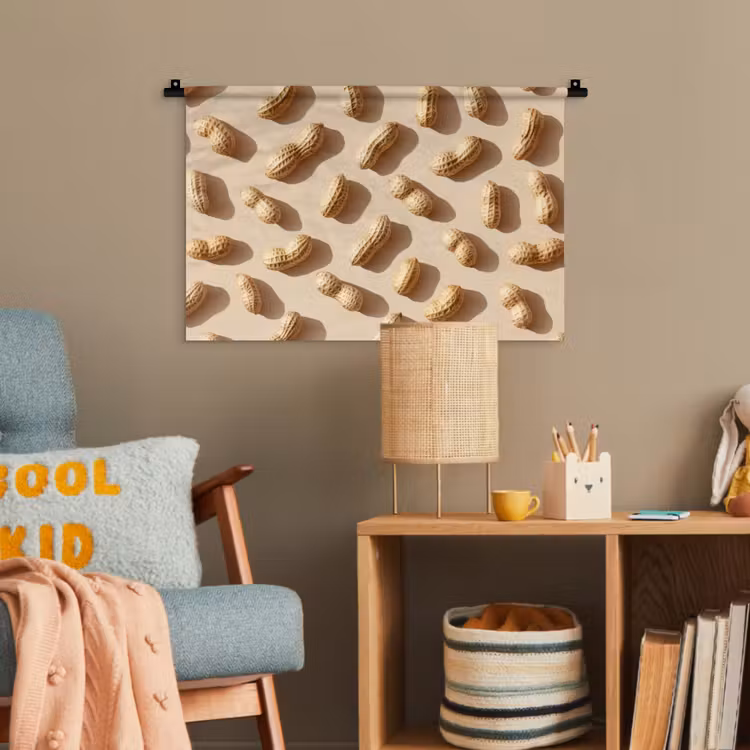 Pinda's - Patroon - Beige Wandkleed katoen klein -wsfeer4_kind