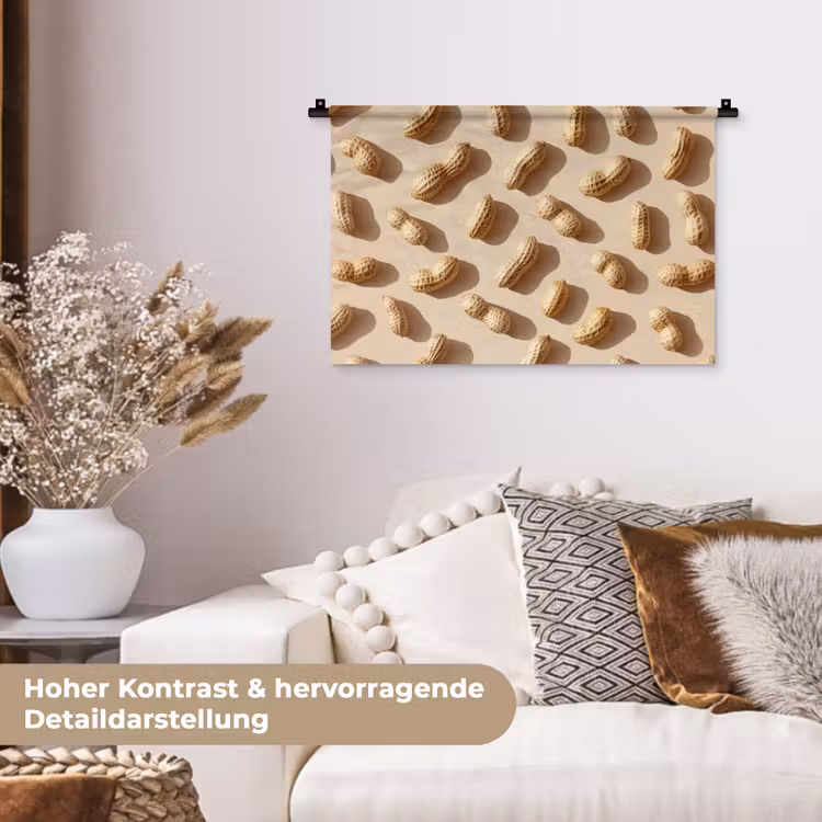Pinda's - Patroon - Beige Wandkleed katoen klein -tsfeer1_DE