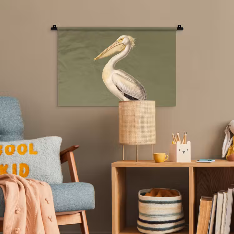 Pelikaan - Wit - Vogel - Klassiek - Natuur Wandkleed katoen klein -wsfeer4_kind