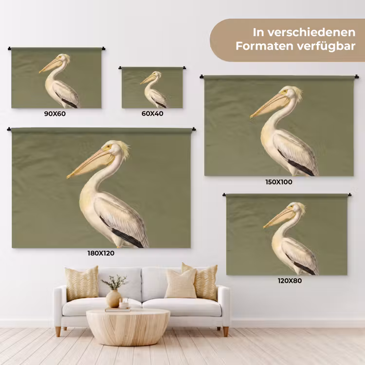 Pelikaan - Wit - Vogel - Klassiek - Natuur Wandkleed katoen klein -tsfeer8_DE