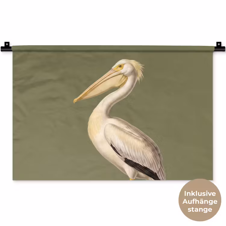Pelikaan - Wit - Vogel - Klassiek - Natuur Wandkleed katoen klein -t3d_DE